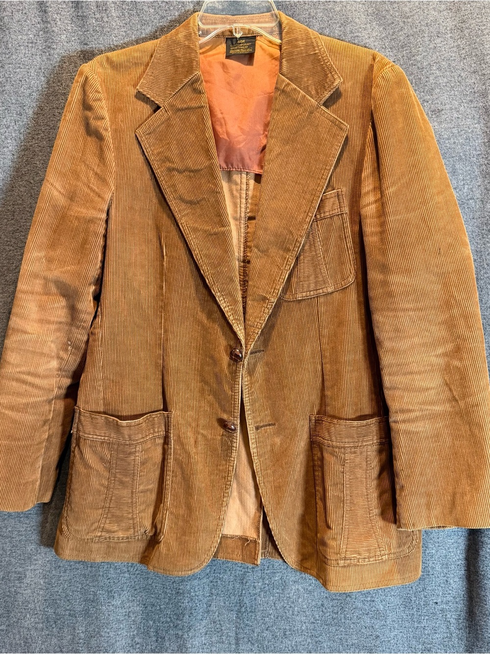 Vintage 70s Brown/Rust Corduroy Blazer 40R Sport Coat Ivy Prep Workwear Jacket